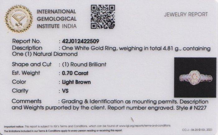 Trouwring - 14 karaat Witgoud - 0.70ct. tw. Diamant, Handtassen en Accessoires, Antieke sieraden