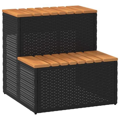 vidaXL Hottub-opstap 50x50x50,5cm poly rattan&massief, Tuin en Terras, Zwembaden, Nieuw, Verzenden
