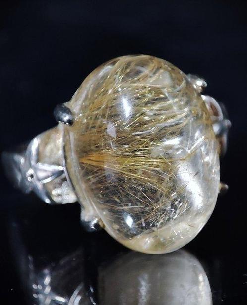 Prachtige zeldzame natuurlijke goudkleurige rutilated kwarts, Verzamelen, Mineralen en Fossielen
