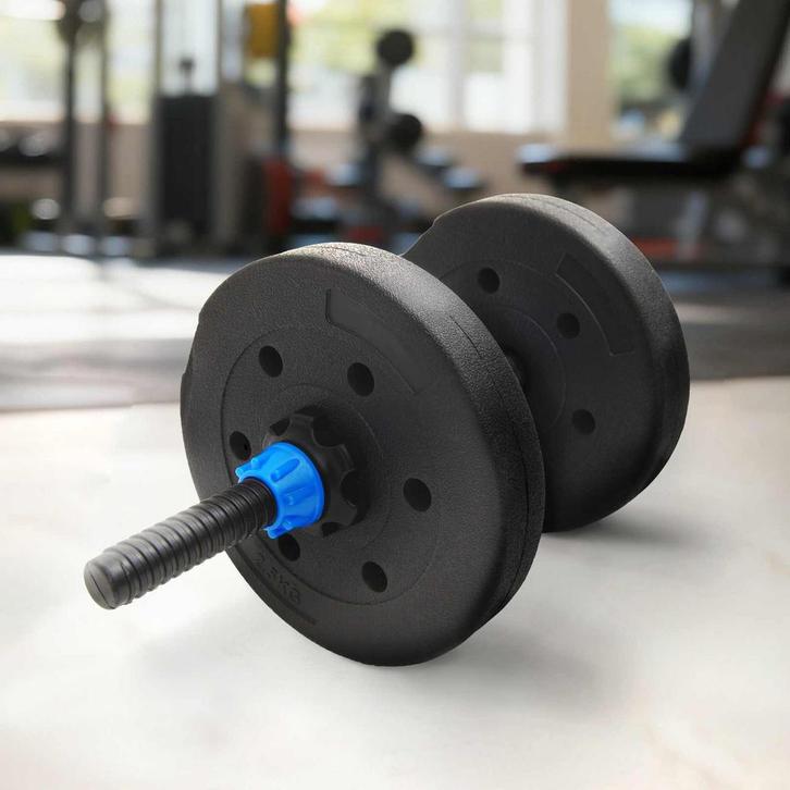 vidaXL Gewichtsplaten 4 pcs Zwart Ø 21.5 x 3.8 cm Cement en, Sport en Fitness, Fitnessmaterialen, Nieuw, Verzenden