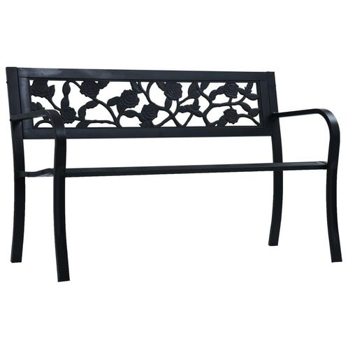 vidaXL Tuinbank 125 cm staal zwart, Tuin en Terras, Tuinsets en Loungesets, Nieuw, Verzenden