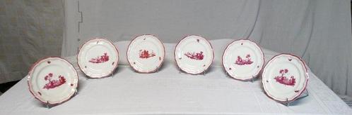 Gien - Schotel (6) - Paysages roses - Aardewerk - GIEN. 6, Antiek en Kunst, Antiek | Meubels | Tafels