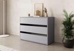 Meubella | Ladekast grijs 99x40x71 cm - 3 lades | Modern, Huis en Inrichting, Kasten | Overige, Verzenden, Nieuw