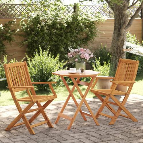 vidaXL 3-delige Bistroset inklapbaar massief acaciahout, Tuin en Terras, Tuinsets en Loungesets, Nieuw, Verzenden