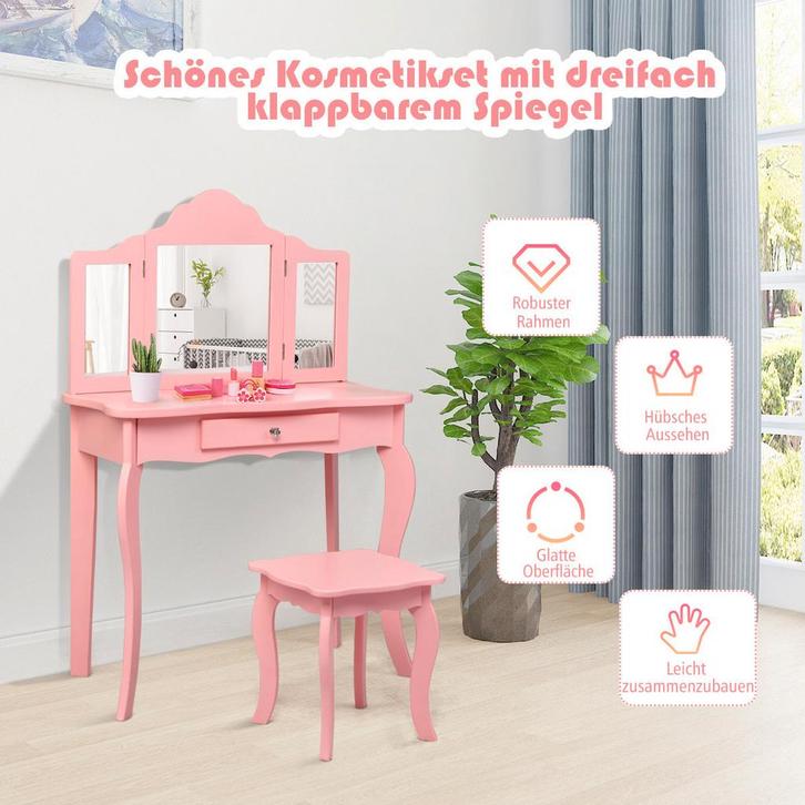 2dekans | Coast Hairdressing Table Dressing Table en Stool, Kinderen en Baby's, Speelgoed | Overig, Ophalen of Verzenden