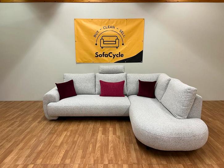 Bouclé wit/grijze design hoekzetel – Nieuw - SofaCycle, Huis en Inrichting, Zetels | Complete zithoeken, Nieuw, Ophalen of Verzenden