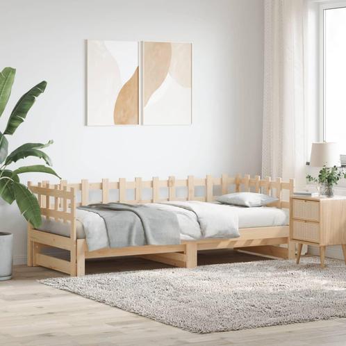 vidaXL Slaapbank uitschuifbaar massief grenenhout 2x(90x200), Huis en Inrichting, Slaapkamer | Bedden, Nieuw, Verzenden