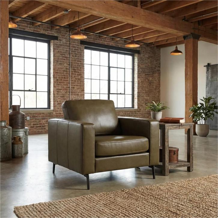 Leren fauteuil Match, Huis en Inrichting, Fauteuils, 75 tot 100 cm, 75 tot 100 cm, Nieuw, Leer, Ophalen of Verzenden