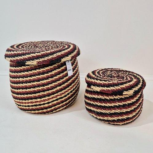 Hübsch - Mand (2) - Monarch Baskets - Natuurlijk/Red -, Antiek en Kunst, Kunst | Designobjecten