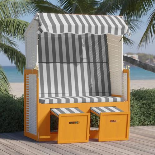 vidaXL Strandkorb avec auvent résine tressée et bois, Jardin & Terrasse, Chaises longues, Neuf, Envoi