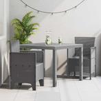 vidaXL Tuin Eettafel Set 3 pcs Lichtgrijs Polt riet, Tuin en Terras, Verzenden, Nieuw
