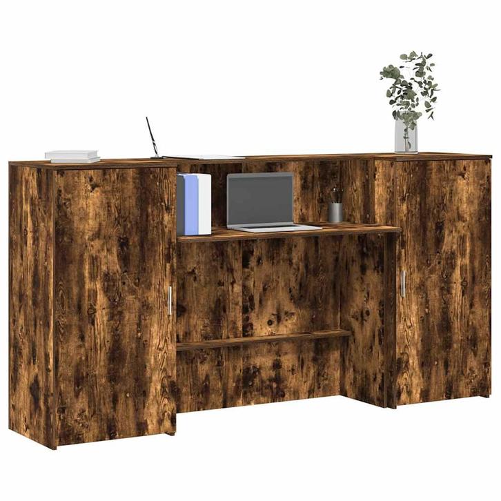 vidaXL Receptiebalie 200x50x103,5 cm bewerkt hout gerookt, Huis en Inrichting, Bureaus, Nieuw, Verzenden