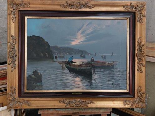 Mario Galanti (1923-1998) - Pescatori in Costiera Amalfitana, Antiek en Kunst, Kunst | Schilderijen | Klassiek