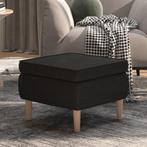 vidaXL Tabouret avec pieds en bois Noir Tissu, Maison & Meubles, Verzenden, Neuf