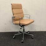 Design bureaustoel, Vitra soft Pad Chair EA 219, bruin leder, Bureaustoel