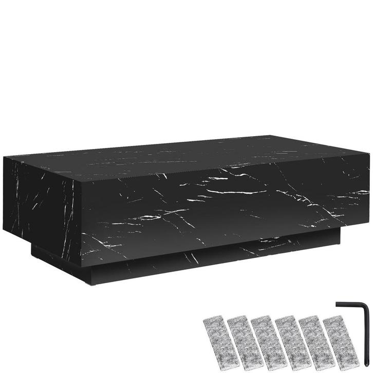 tectake Salontafel Lasley met voet, draagkracht 45 kg - Marm, Huis en Inrichting, Tafels | Salontafels, Verzenden