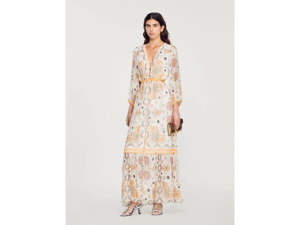 Veiling - Sandro Valldemossa Chiffon Maxi Jurk maat 38, Kleding | Dames, Jurken