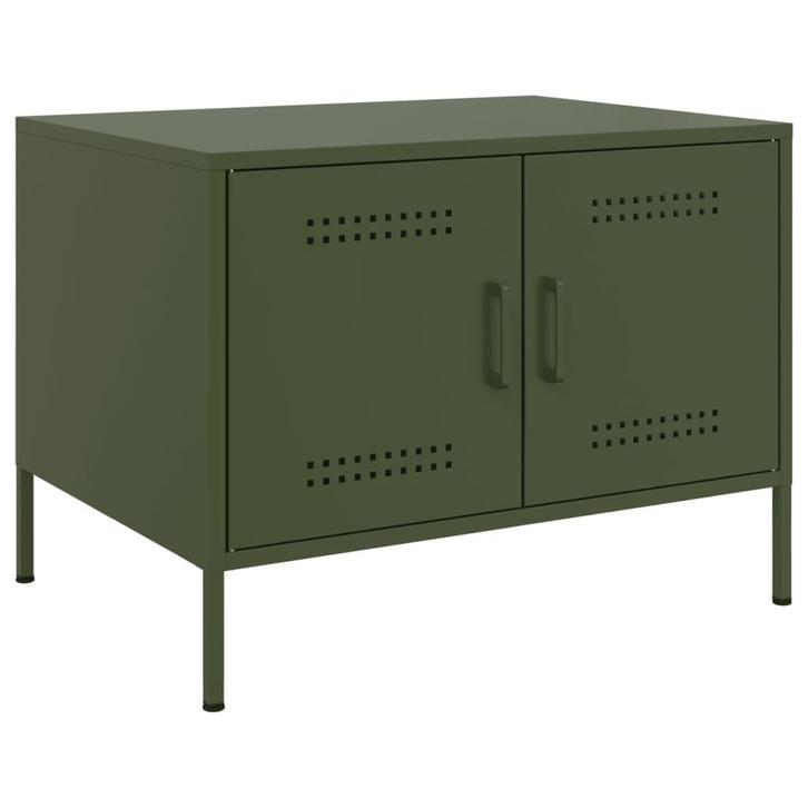 vidaXL Salontafel 68x50x50,5 cm staal olijfgroen, Huis en Inrichting, Tafels | Salontafels, Nieuw, Verzenden