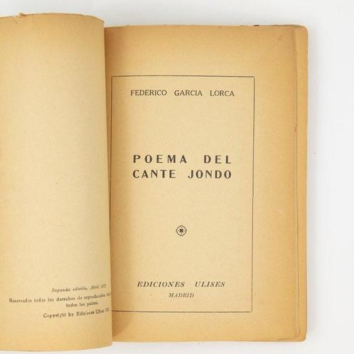 Federico Garcia Lorca - Poema del cante jondo - 1937, Antiek en Kunst, Antiek | Boeken en Manuscripten