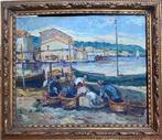 Edouard Ducros (1856-1936) - Pecheurs dans le port de