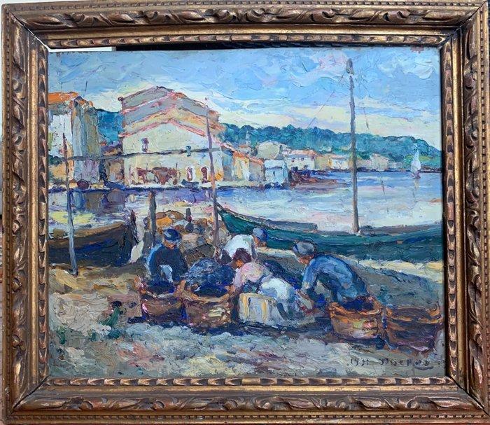 Edouard Ducros (1856-1936) - Pecheurs dans le port de, Antiquités & Art, Art | Peinture | Classique