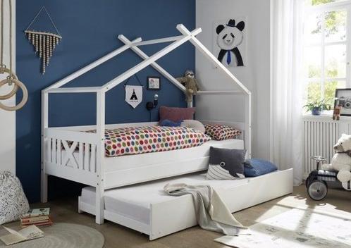 Ruimtebesparend huisbed met logeerbed - Kinderbed 90x200..., Kinderen en Baby's, Kinderkamer | Bedden, Nieuw, Ophalen of Verzenden