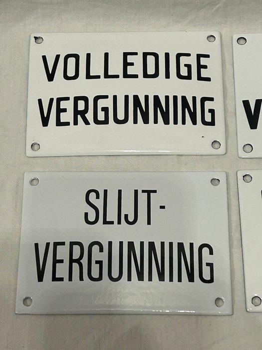 Emaille bord (4) - vergunning emaille birden - Emaille, Antiek en Kunst, Antiek | Wandborden en Tegels