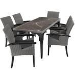 Wicker tafel Foggia met 6 stoelen Rosarno - grijs, Jardin & Terrasse, Ensembles de jardin, Verzenden