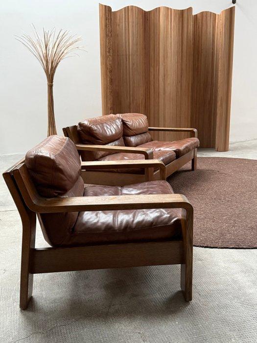 Rolf Benz - Ensemble de sièges (2) - Cuir, Chêne - Fauteuils, Antiquités & Art, Antiquités | Meubles | Chaises & Canapés