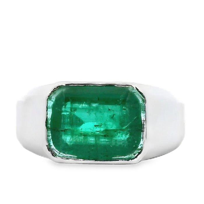 Ring Platina - 5.01ct. tw. Smaragd, Bijoux, Sacs & Beauté, Bagues