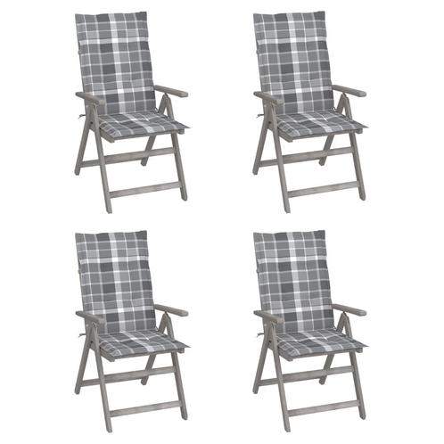 vidaXL Tuinstoelen 4 st verstelbaar met kussens massief, Tuin en Terras, Tuinstoelen, Nieuw, Verzenden