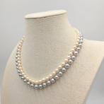Collier Argent Perle - Akoya double 7,5 mm 17,7 po