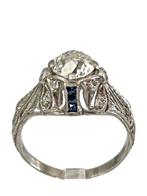 Ring Platina, Prachtige Art Deco platina en diamanten ring