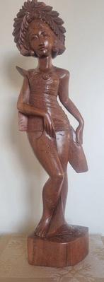 Groot formaat Balinese danseres - Hout - Indonesië - Eind, Antiek en Kunst