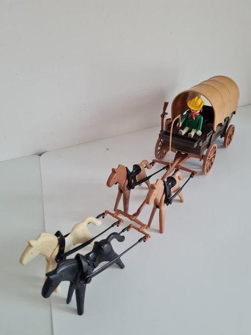 Playmobil - Playmobil Western huifkar met 4 span en, Antiek en Kunst, Antiek | Overige Antiek