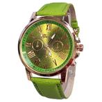 Fako® - Horloge - Geneva - Roman - Metal - Groen, Handtassen en Accessoires, Horloges | Dames, Nieuw, Verzenden