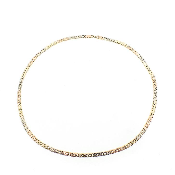 Tricolor gouden heren ketting | 50 cm (solide ketting), Handtassen en Accessoires, Kettingen, Overige kleuren, Gebruikt, Goud