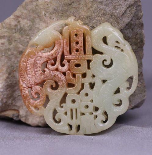 serpentine groep Traditionele Chinese steensnijwerk -, Verzamelen, Mineralen en Fossielen