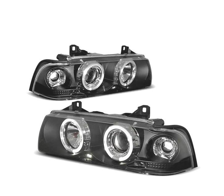 PHARES POUR BMW SÉRIE 3 E36 92-98 ANGEL EYES CCFL FOND NOIR, Auto-onderdelen, Verlichting, Verzenden