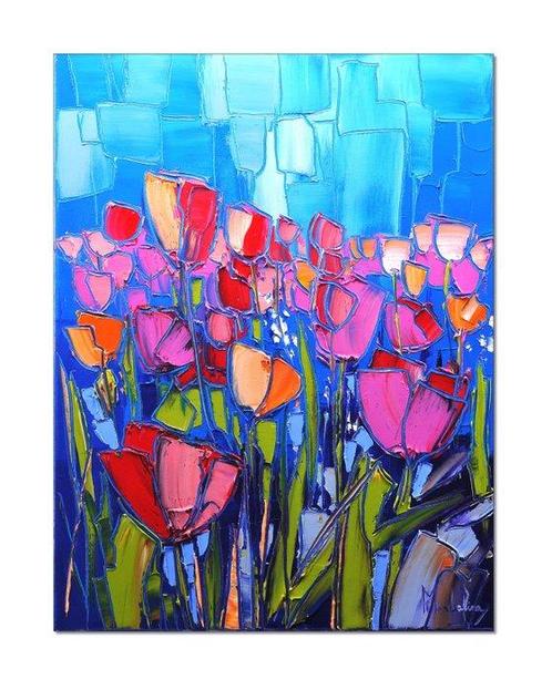 Caroline Mandrafina - Pfleger  Champ de tulipes  FREE, Antiek en Kunst, Kunst | Designobjecten