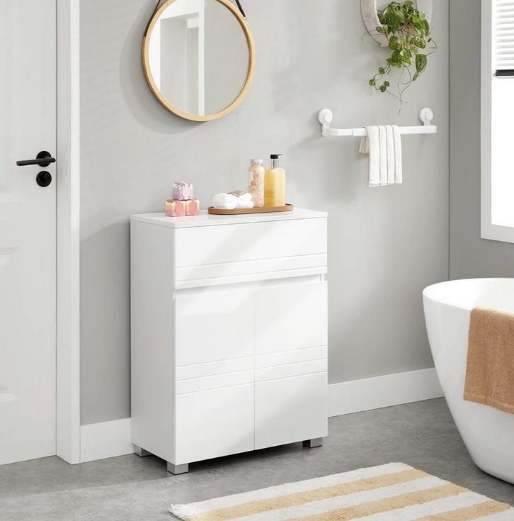 Badkamerkast - 60 x 30 x 80 cm - met lade en dubbele deur -, Huis en Inrichting, Badkamer | Badkamermeubels, Verzenden