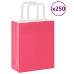vidaXL Papieren zakken 250 st met hengsels 18x8x22 cm roze, Diversen, Cadeauverpakkingen, Verzenden, Nieuw