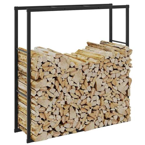 vidaXL Haardhoutrek 110x30x116 cm staal zwart, Tuin en Terras, Brandhout, Verzenden