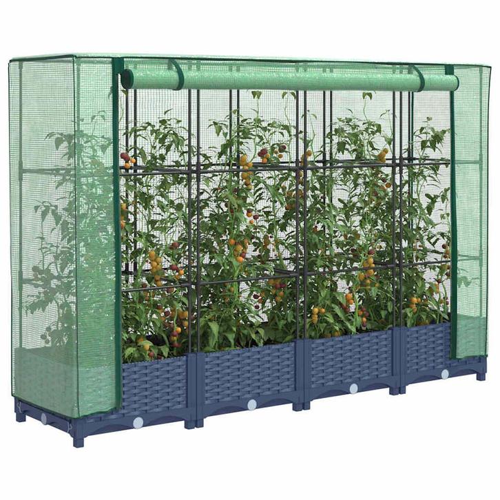 vidaXL Verhoogde plantenbak met kashoes rotanlook 160x40x123, Tuin en Terras, Bloempotten, Nieuw, Verzenden