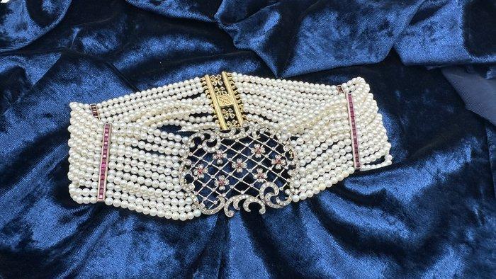 Halsketting - 18 karaat Geel goud Diamant (Natuurlijk), Handtassen en Accessoires, Kettingen