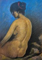 École Expressionniste (XX) - Nu en blue - NO RESERVE, Antiek en Kunst