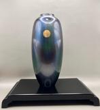 Hoogte 21 cm Takaoka Copperware  Blauwe bronzen vaas -