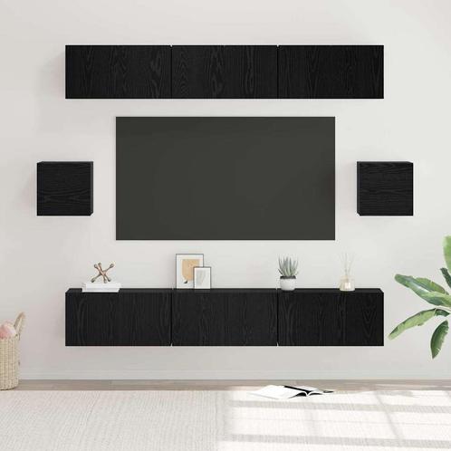 vidaXL Tv-meubelset 8 pcs Zwart eiken 60 x 30 x 30 cm, Huis en Inrichting, Kasten |Televisiemeubels, Nieuw, Verzenden