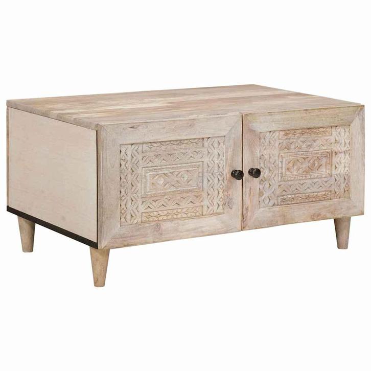 vidaXL Salontafel met opslag Beige 80 x 50 x 40 cm massief, Huis en Inrichting, Tafels | Salontafels, Nieuw, Verzenden