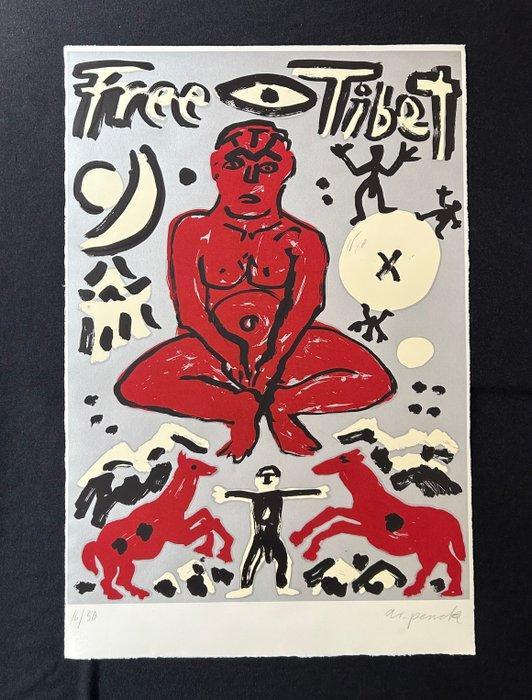 A.R. Penck (1939-2017) - Free Tibet, Antiquités & Art, Antiquités | Autres Antiquités